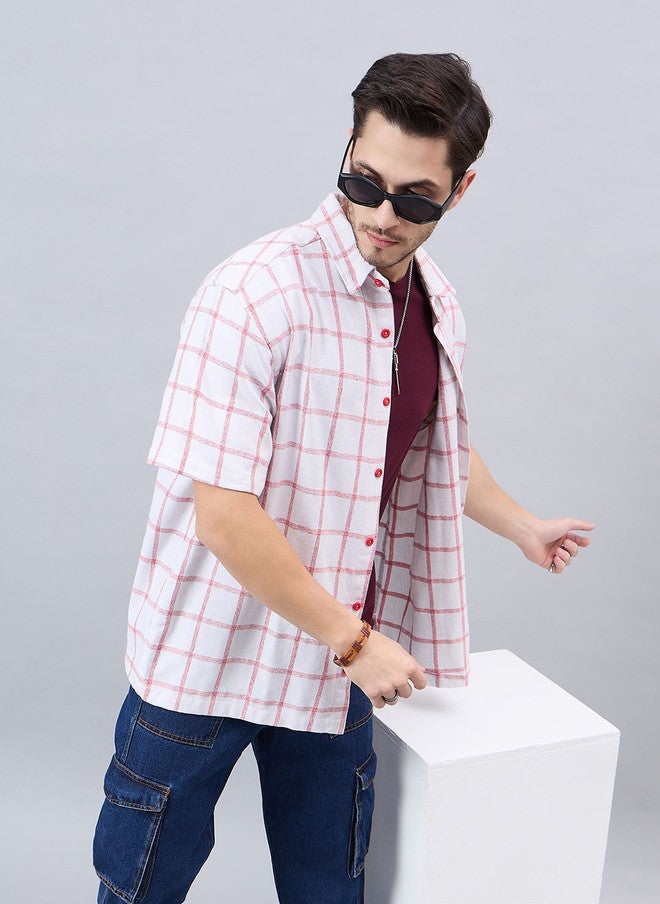 CHIMPAAANZEE Windowpane Checked Oversized Casual Shirt - Image 1